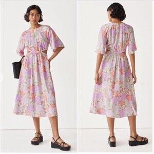 & OTHER STORIES Midi Dress Hippie Boho Fairy Flutter Sleeve Open Waist Floral 6